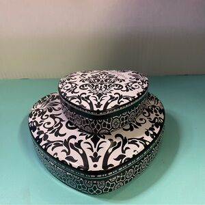 Brighton Black and White Patterned Heart Trinket Boxes